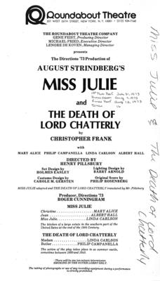 Playbill (Miss Julie [and] Death of Lord Chatterly) (2011.350.118)