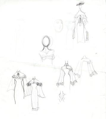 Costume Sketch, Female Ensemble Singer, Cape Detail (Anything Goes) (2011.220.35)