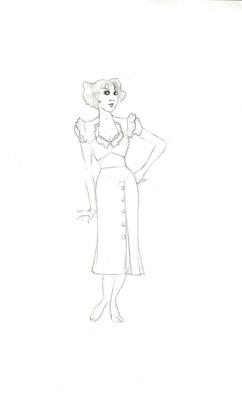 Costume Sketch, Erma Puff Sleeve Dress (Anything Goes) (2011.220.29 )