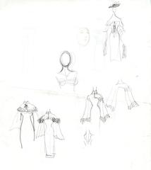 Costume Sketch, Female Ensemble Singer, Cape Detail (Anything Goes)