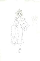 Costume Sketch, Erma Hat and Fur (Anything Goes)