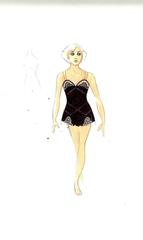 Costume Sketch, Erma, Black Lingerie (Anything Goes)
