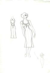 Costume Sketch, Erma Sleeveless Dress With Detail (Anything Goes)