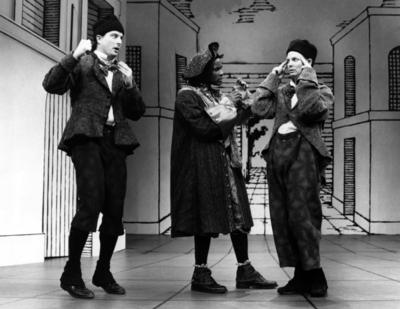 Production Photograph Featuring Christopher Evan Welch, Maduka Steady and Bill Irwin (Scapin)  (2011.200.878)