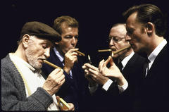 Production Photograph Featuring Roy Dotrice, Jonathan Hogan, John Horton, and Daniel Gerroll (The Homecoming)