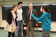 Production Photograph Featuring Jessica Rothenberg, Reed Birney, Alexandra Socha, and Jake O'Connor (The Dream of the Burning Boy)