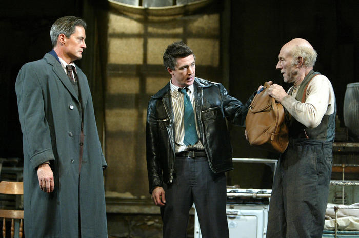 Production Photograph Featuring Patrick Stewart, Aidan Gillen, and Kyle MacLachlan (The Caretaker, 2003) (2011.200.858)