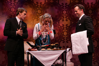 Production Photograph Featuring Michael C. Hall, Mamie Gummer and David Costabile (Mr. Marmalade) (2011.200.1153)