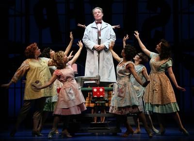 Production Photograph Featuring Michael McKean and Cast in Time I Save (The Pajama Game)  (2011.200.1220)